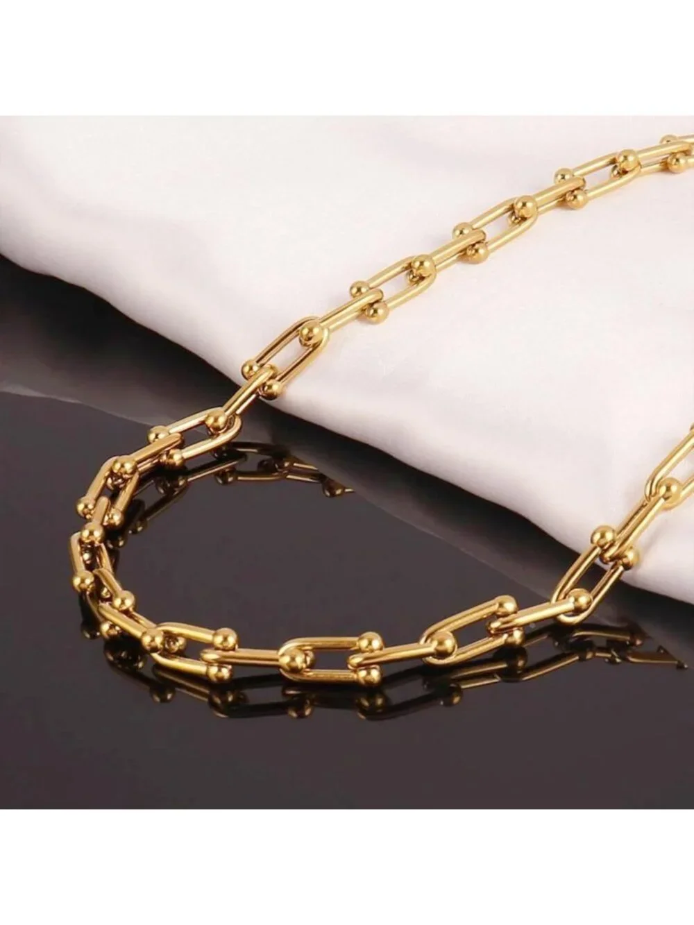 18K Gold Plated Paperclip Necklace for Women | Chunky Link Chain Choker Jewelry